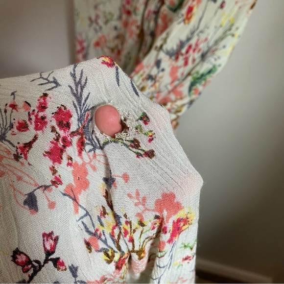 Anthropologie Raga Mint Green Floral V-Neck Wrap Flutter Sleeve Maxi Dress Sz M - Picture 8 of 9